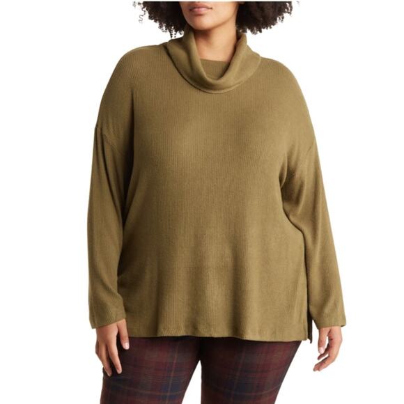 Sanctuary Staying Cozy Cowl Neck Tunic- Field Green Size 1X - Picture 1 of 4